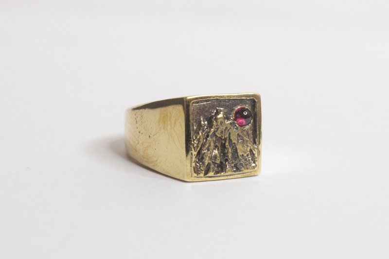 乌岩角的日出 纯银/黄铜手工戒指 石榴石 - 戒指 - 纯银 银色