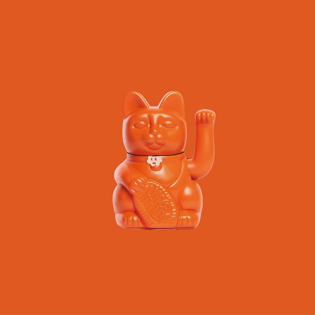 【Diminuto Cielo 招财猫】 Tiny Sky 幸运招财猫 - 亮橘色 15CM - 玩偶/公仔 - 其他材质 橘色
