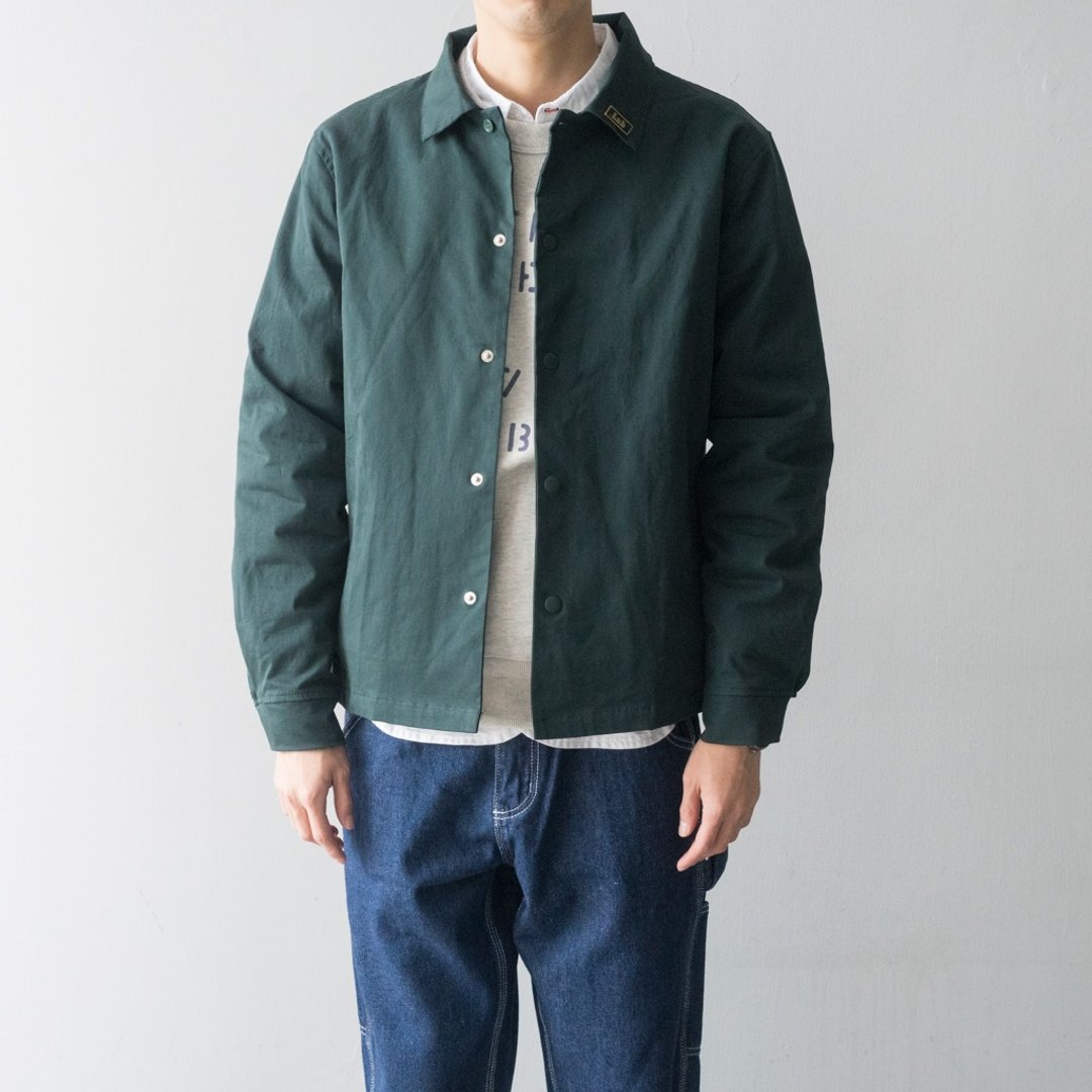 【Off-season sale】日系搭配 邮差绿 翻领双层教练夹克外套 - 男装外套 - 棉 绿色