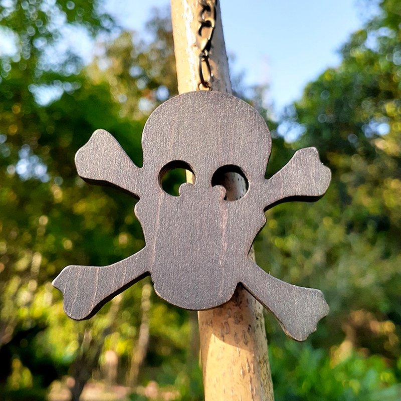 手工木作创意钥匙圈  逗逗骷髅 - 钥匙链/钥匙包 - 木头 黑色