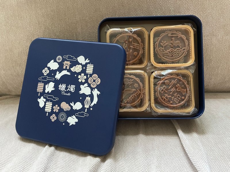 (4个礼盒装) 迷你蛋黄莲蓉月饼蜡烛 礼物 手信 香港 - 蜡烛/烛台 - 蜡 