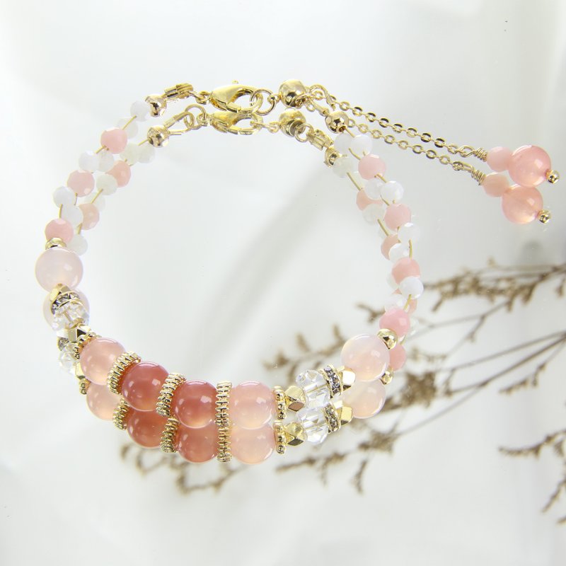 Sakura | 蜜桃盐源 粉澳宝 蓝月光 情人节礼物 母亲节礼 圣诞礼物 - 手链/手环 - 水晶 粉红色