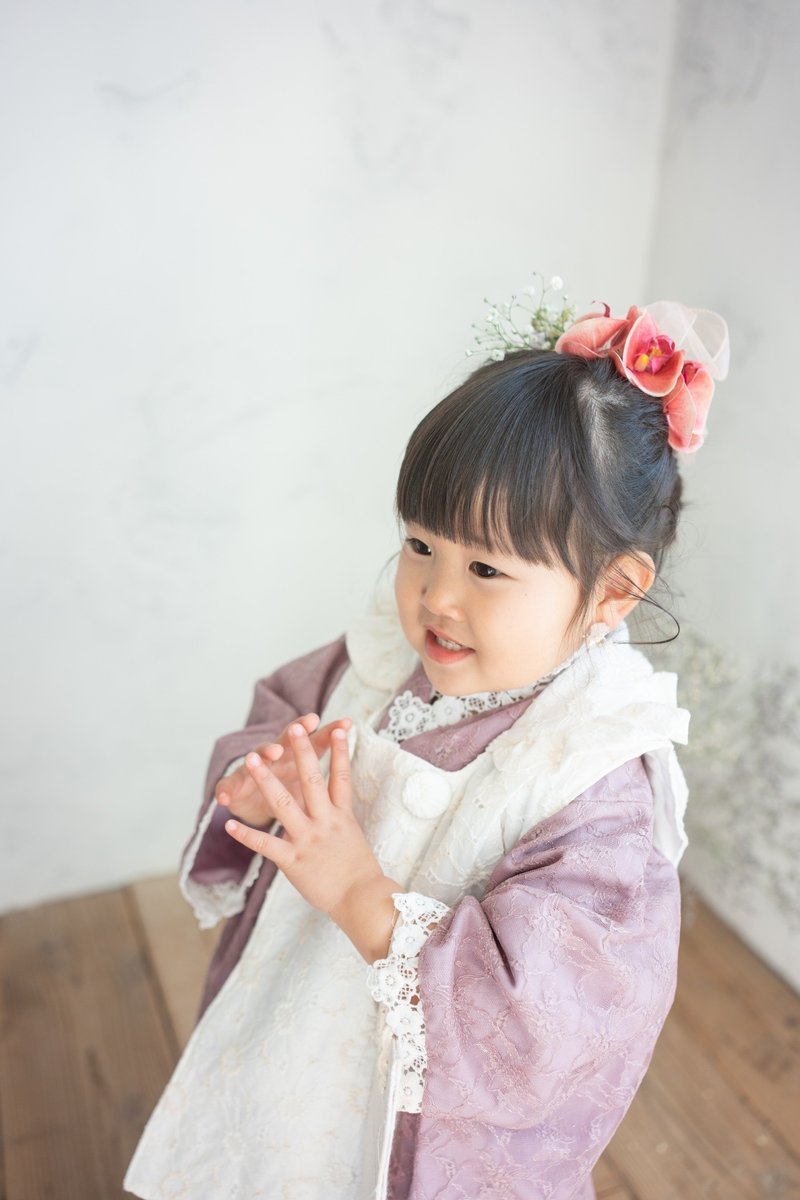 儿童和服长袖日本制造儿童和服浴衣粉红日式和服适合幼儿及儿童七五三浴衣布料 - 童装礼服/连衣裙 - 棉．麻 粉红色