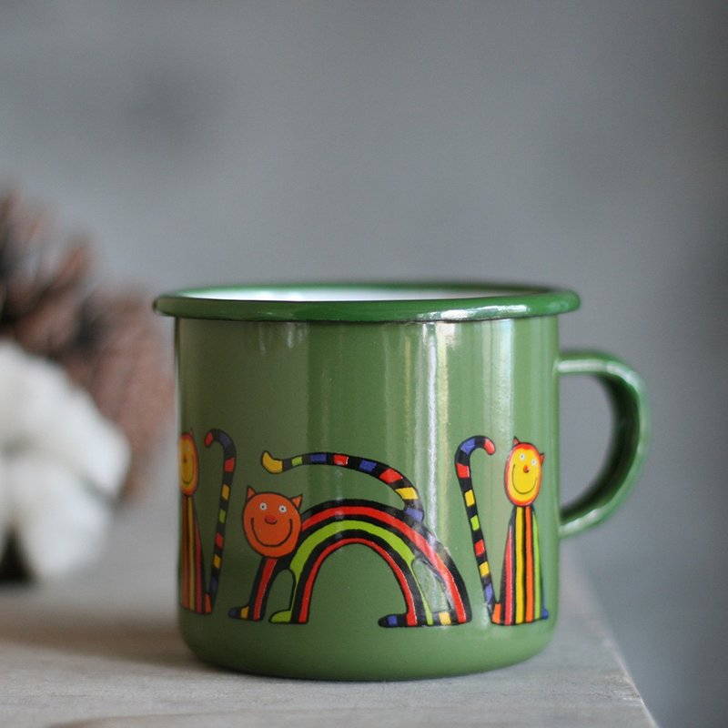 Smaltum布拉格 珐琅杯 曲线喵咪_墨绿(250ml)(FDN000435) - 咖啡杯/马克杯 - 珐琅 绿色