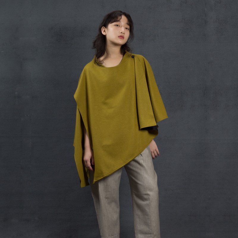 【小雨的儿子】斜摆层次披风 - 女装上衣 - 羊毛 黄色