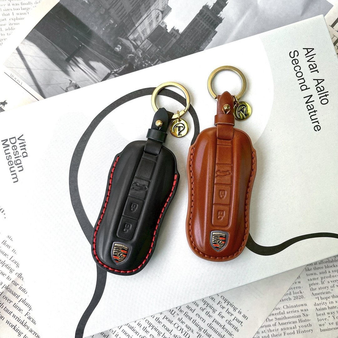 保时捷 PORSCHE 970 Panamera Macan Cayenne Cayman 钥匙皮套 - 钥匙链/钥匙包 - 真皮 黑色