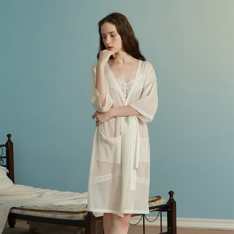 睡袍婚礼新娘薄款透明白色晨袍家 - 居家服/睡衣 - 丝．绢 