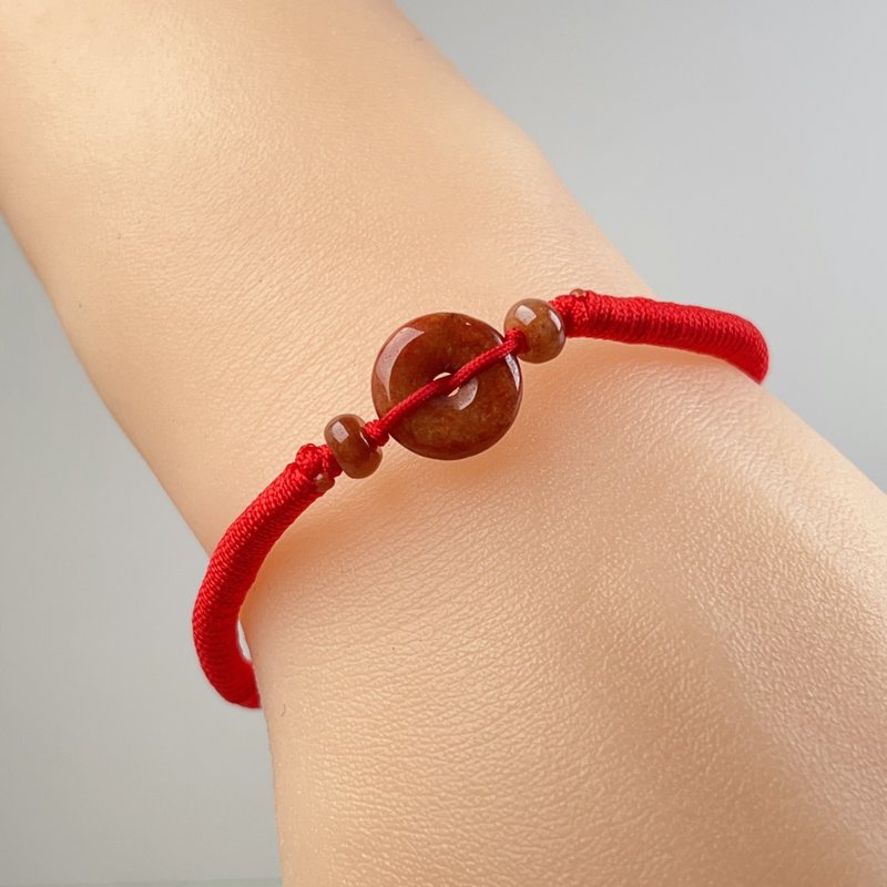 【愿·平安】红翡翡翠平安扣编织手链 | 天然缅甸翡翠A货 | 送礼 - 手链/手环 - 玉石 红色