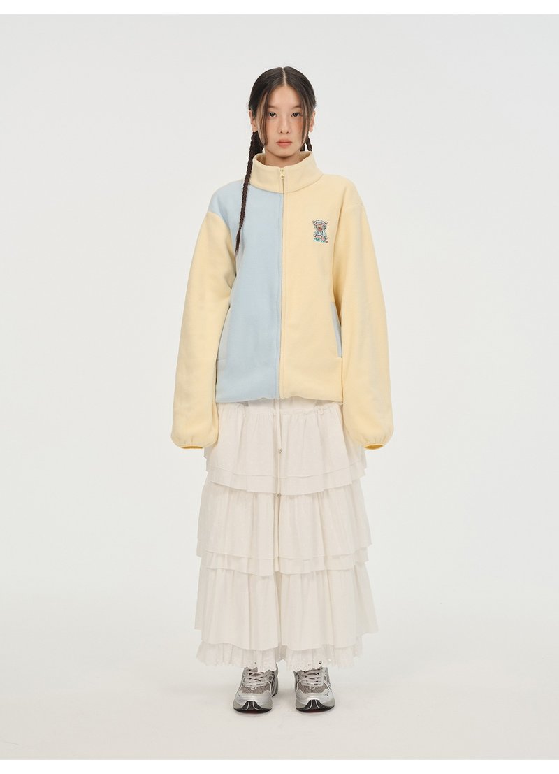 odd maker撞色摇粒绒绣花可爱开衫短外套女设计感百搭秋季上衣 - 女装上衣 - 棉．麻 