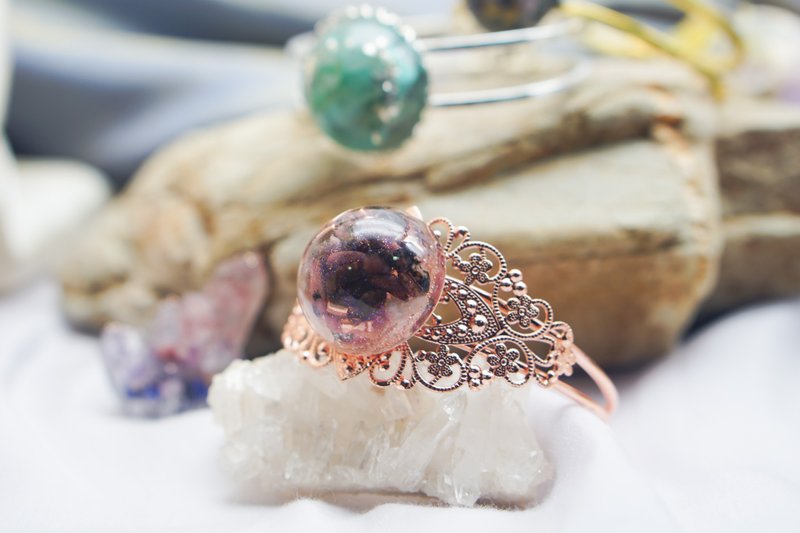 沙漠玫金开口镯－魔法水晶净化奥根 - 手链/手环 - 铜/黄铜 多色