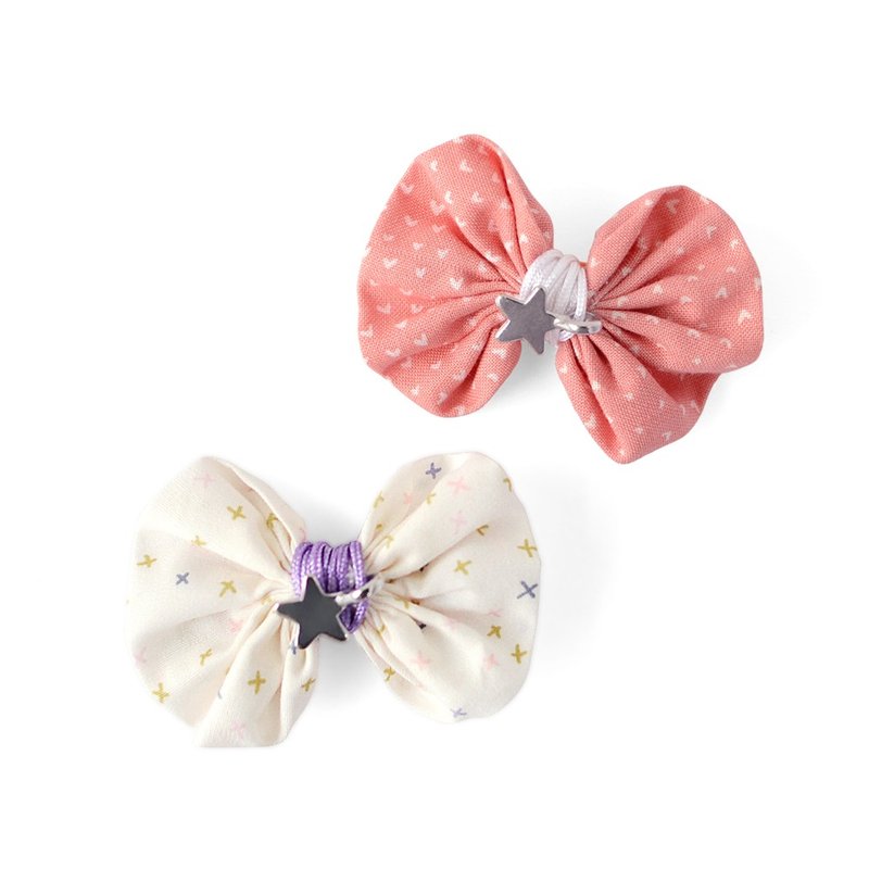 美国 Joli Sophie 蝴蝶绑绳银星星发夹2入  粉+白 JSHC2CHWP - 围嘴/口水巾 - 棉．麻 多色