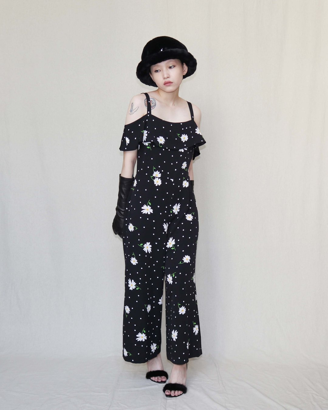 南瓜Vintage。KARL LAGERFELD 黑色 印花 露肩 连身裤 - 背带裤/连体裤 - 其他人造纤维 黑色