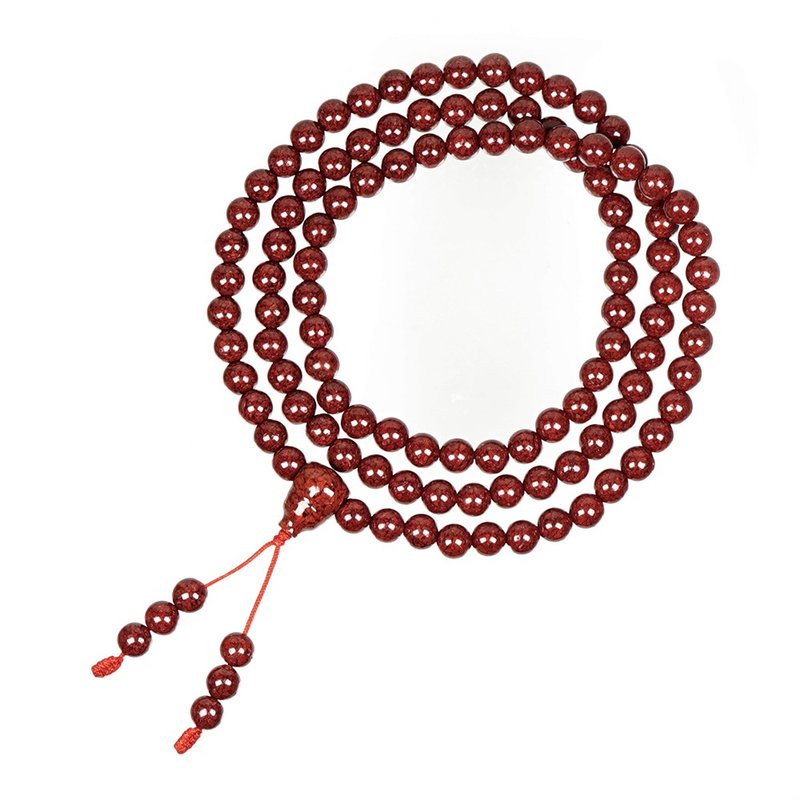 【正佳珠宝】原矿晶体朱砂 6mm 108颗 晶体砂 朱砂念珠佛珠 - 手链/手环 - 半宝石 多色