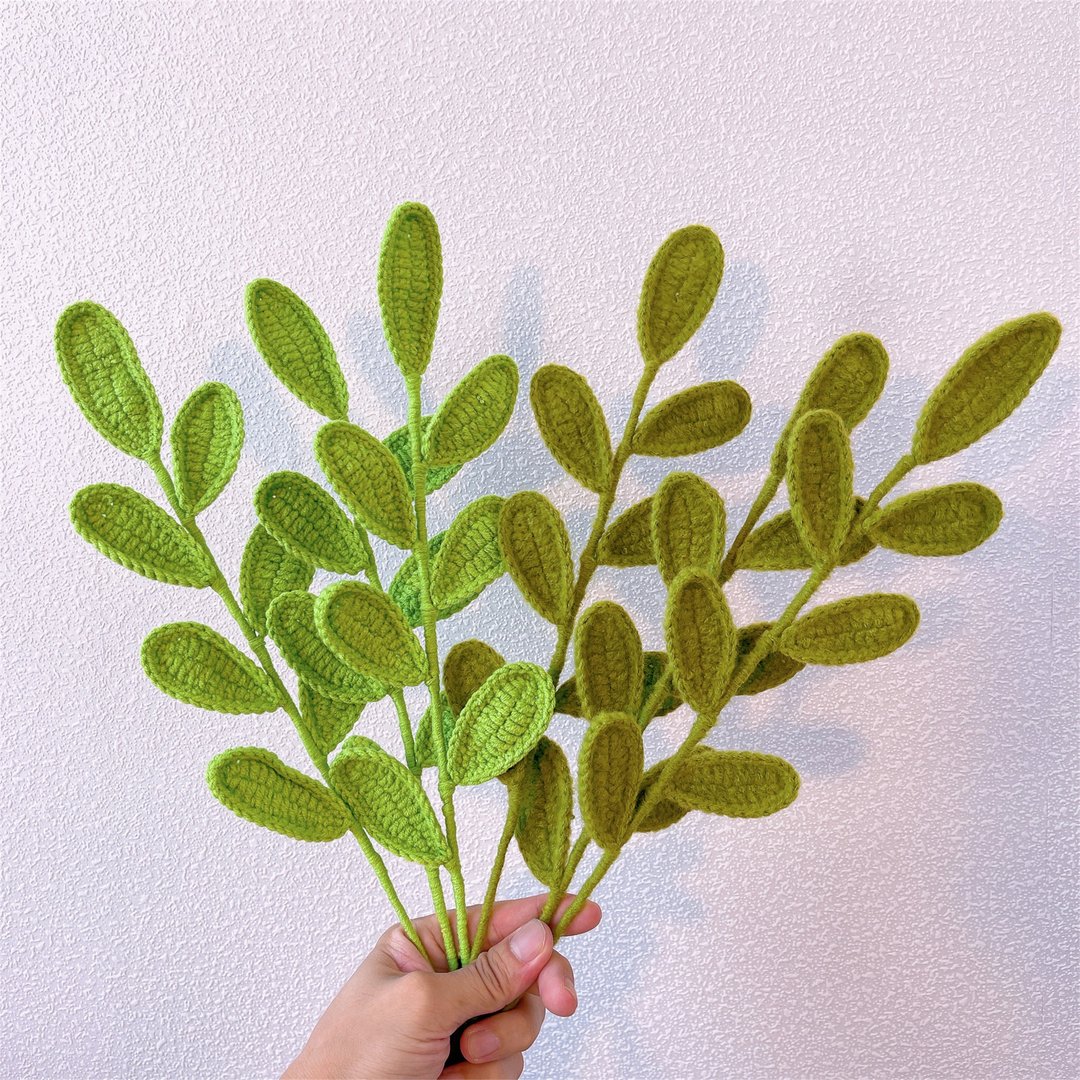 手作钩织绿意植感叶材系列 - 干燥花/捧花 - 棉 