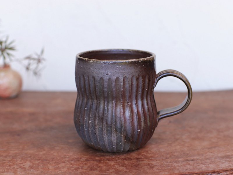 Bizen ware coffee cup (ho) c11-024 - 咖啡杯/马克杯 - 陶 咖啡色