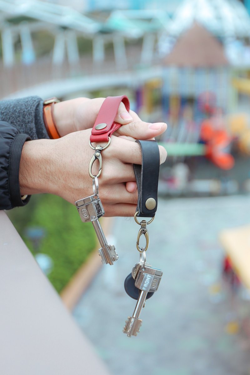 Shekinah 手工皮革 - 开扣钥匙圈组 2个 - 钥匙链/钥匙包 - 真皮 咖啡色