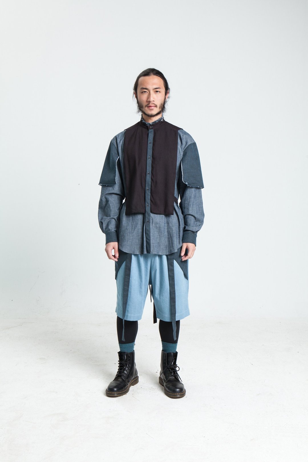 Alan Hu 2017 S/S 多层次圆领衬衫 - 男装衬衫 - 棉 蓝色