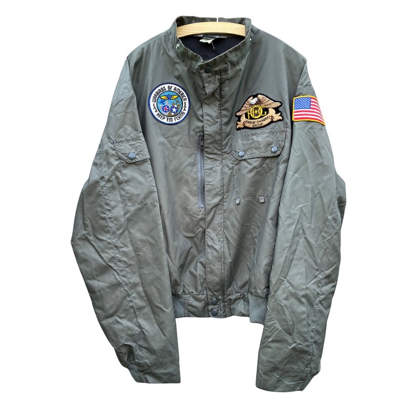 复古 80s Horizon Jacket 男款 XL Harley Owners Group HOG Warbirds 美国制造 - 女装休闲/机能外套 - 聚酯纤维 灰色