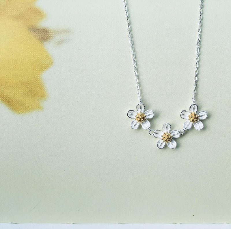 925纯银 / 双色可爱 • 咸丰草花 • 项链 - 项链 - 纯银 黄色
