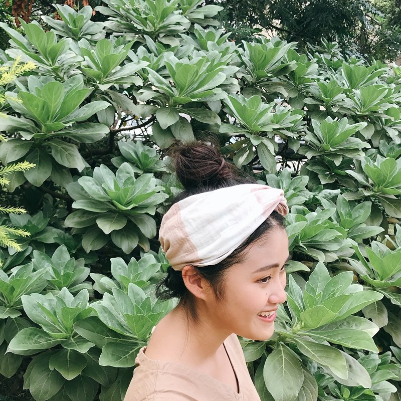 草莓沙瓦 巾帽式 松紧极宽版/手工发带 - 发饰 - 棉．麻 粉红色