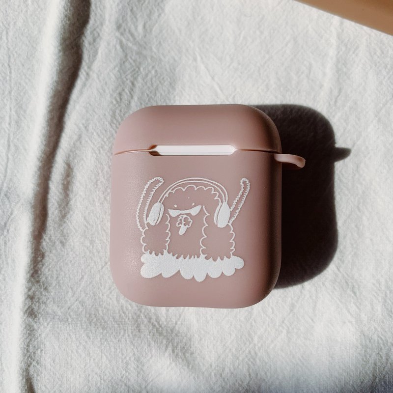 爱听摇滚乐的狗 AirPods 莫廸兰粉红色耳机保护套 - 厚软胶 - 手机壳/手机套 - 塑料 粉红色