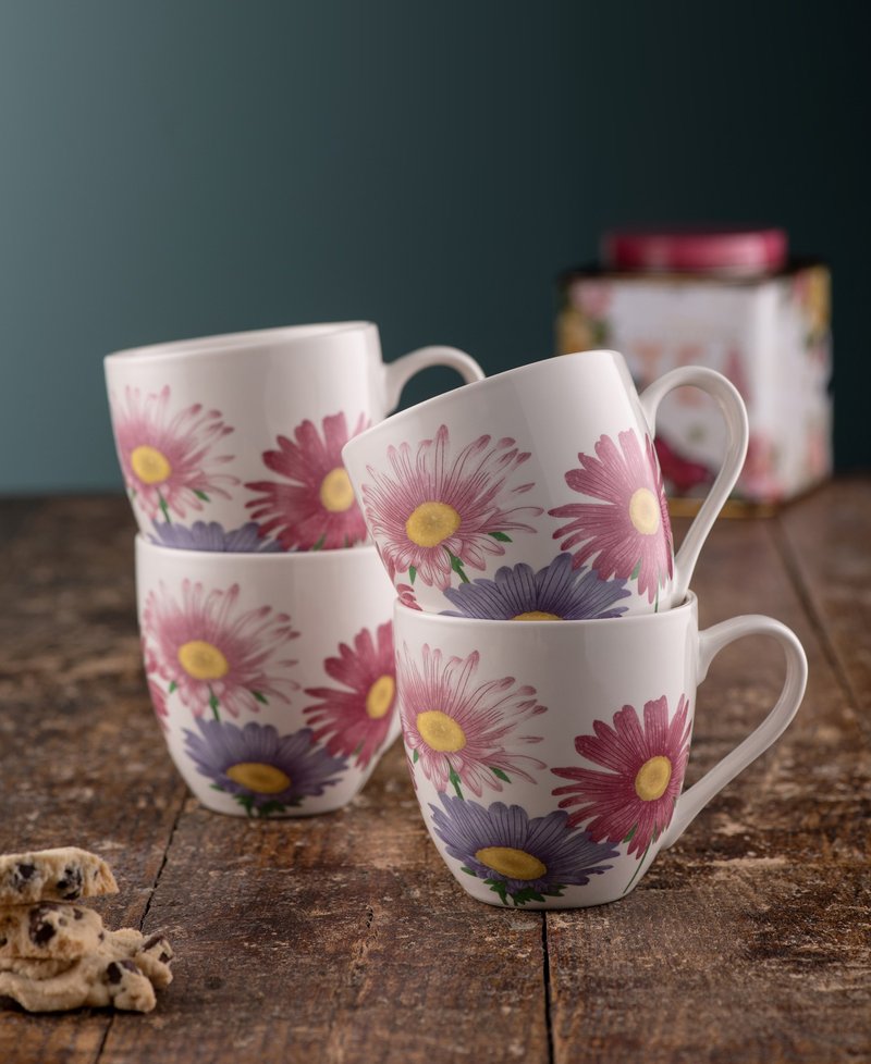 爱尔兰Belleek Living 野生紫苑 陶瓷马克杯4入组300ml 入厝礼 - 咖啡杯/马克杯 - 瓷 紫色