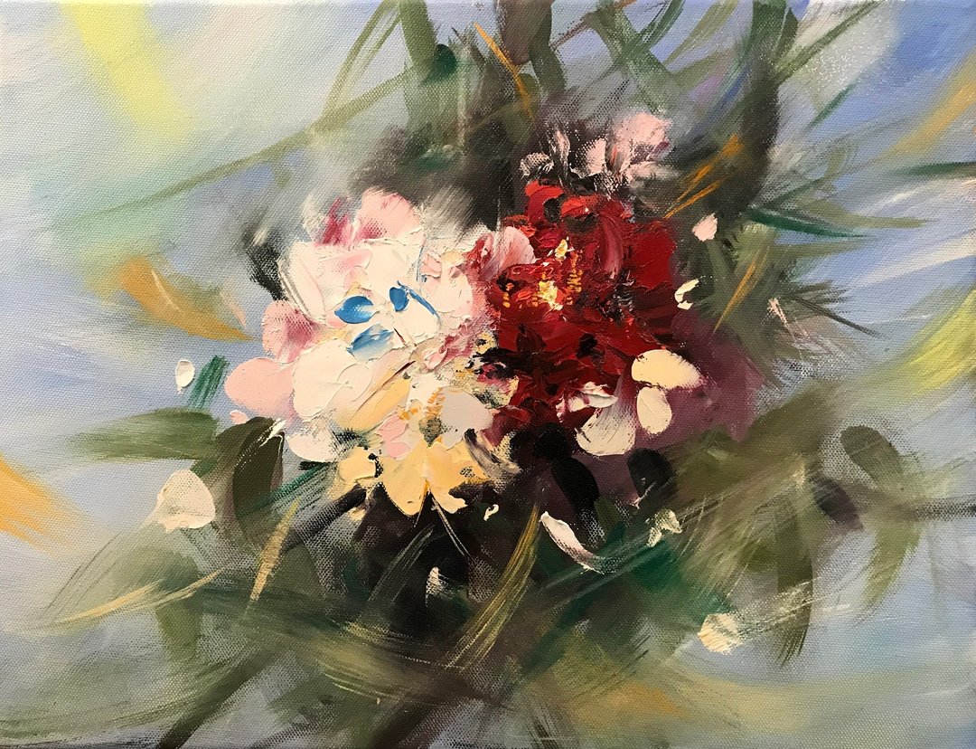 陈佩文油画创作   一花一世界(售出) - 海报/装饰画/版画 - 颜料 黄色