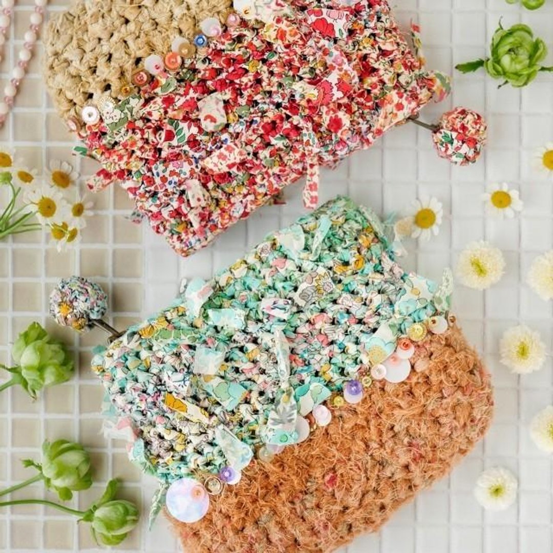 My own Liberty blooming pouch x sequins || Green - 化妆包/杂物包 - 其他材质 绿色