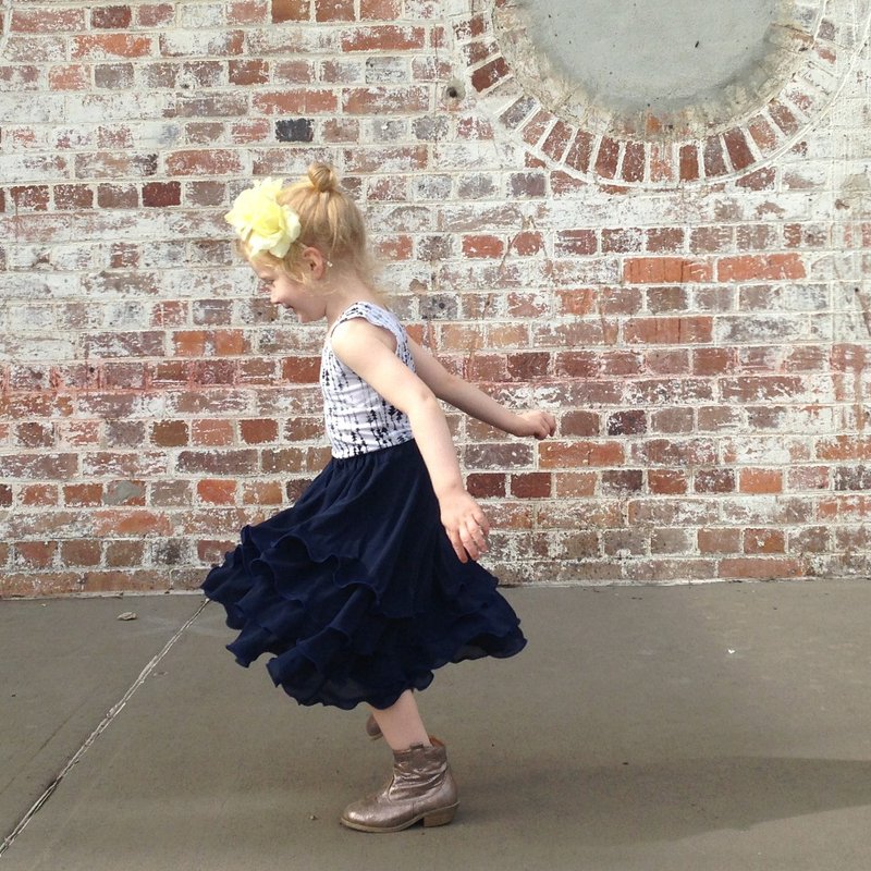 Girls Flamenco Skirt in Royal Blue Chiffon 1 - 4 Years - 洋装/连衣裙 - 其他材质 蓝色