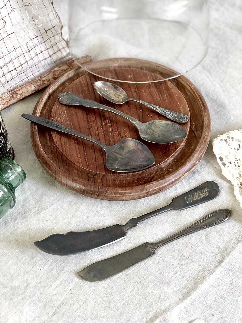 Vintage 1940-70s 美国古董镀银老餐具 5件组 - 餐刀/叉/匙组合 - 银 