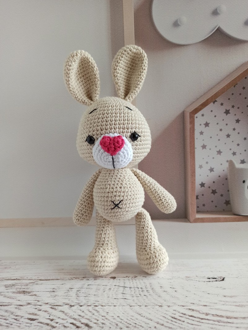 Hand woven bunny,stuffed toys animals, Christmas gift for kids, first toy, - 玩具/玩偶 - 棉．麻 多色