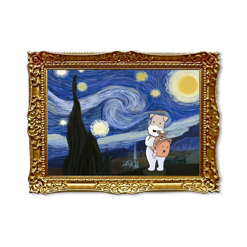 Wirefoxterrier 刚毛猎狐梗 梗梗相框磁铁 星空 - 冰箱贴/磁贴 - 压克力 金色