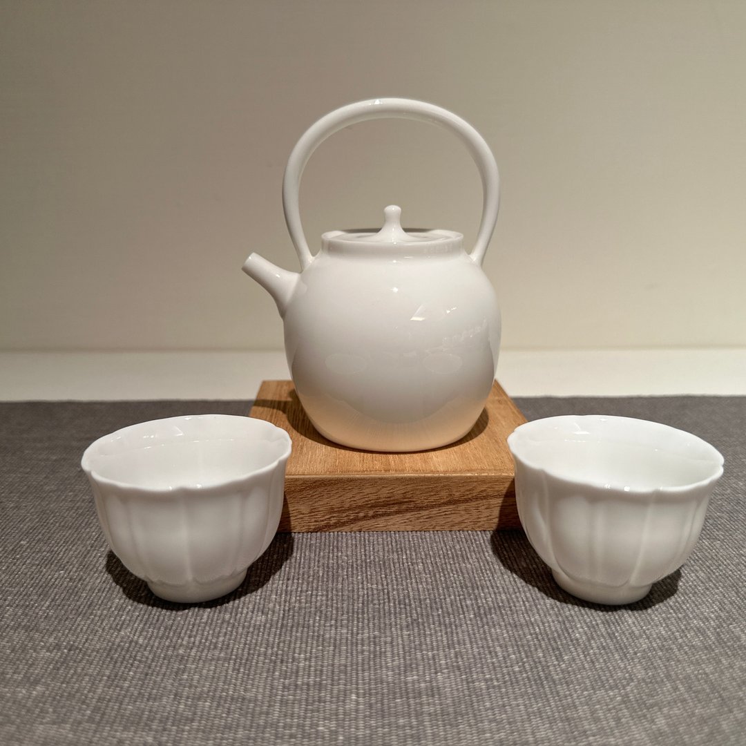 【瓷】咏月提梁润瓷白壶(一壶二杯)精致泡茶壶 - 茶具/茶杯 - 其他材质 白色