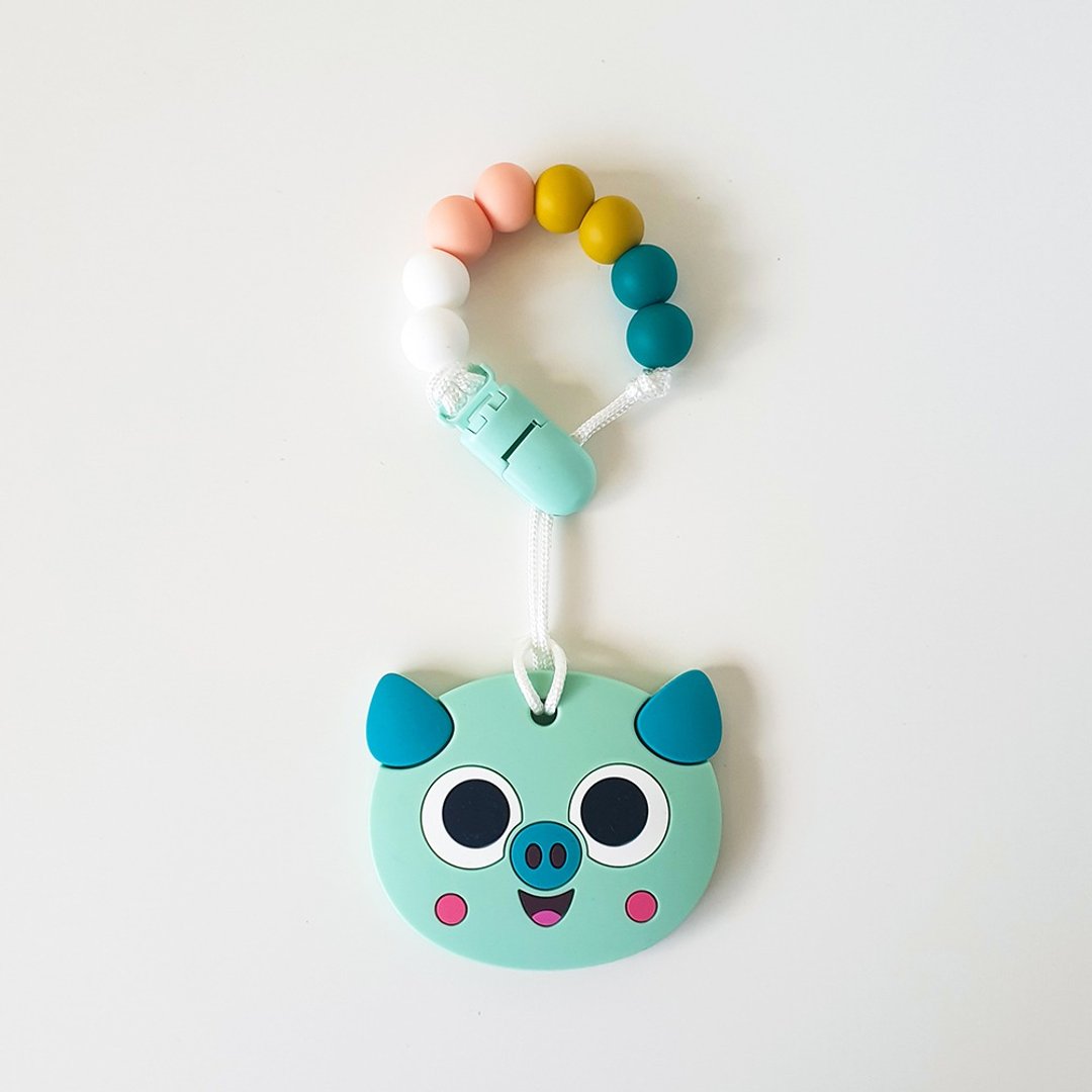 独家联名 小猪固齿器组 / 奶嘴链夹 / 定制化奶嘴链 - 玩具/玩偶 - 硅胶 多色