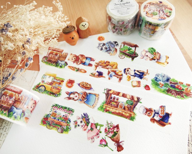 森林市集-3.5cm纸胶带-特殊油墨+白墨 - 纸胶带 - 纸 