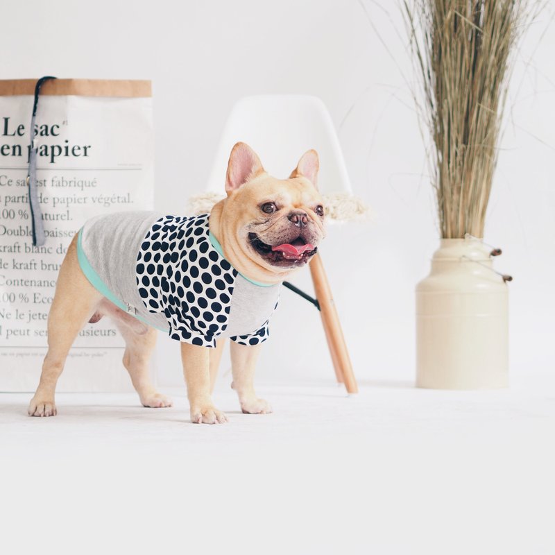 浅绿圆点图案套袖T-恤 - 衣/帽 - 棉．麻 绿色