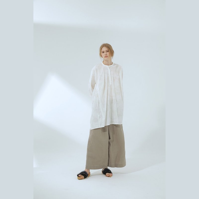 2101E11 毛边宽松落地裤 - 女装长裤 - 棉．麻 