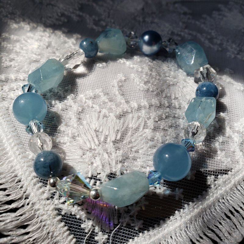 【增强沟通 记忆力】Swarovski珍珠衬石 海蓝宝 魔鬼海蓝宝 白晶 - 手链/手环 - 水晶 