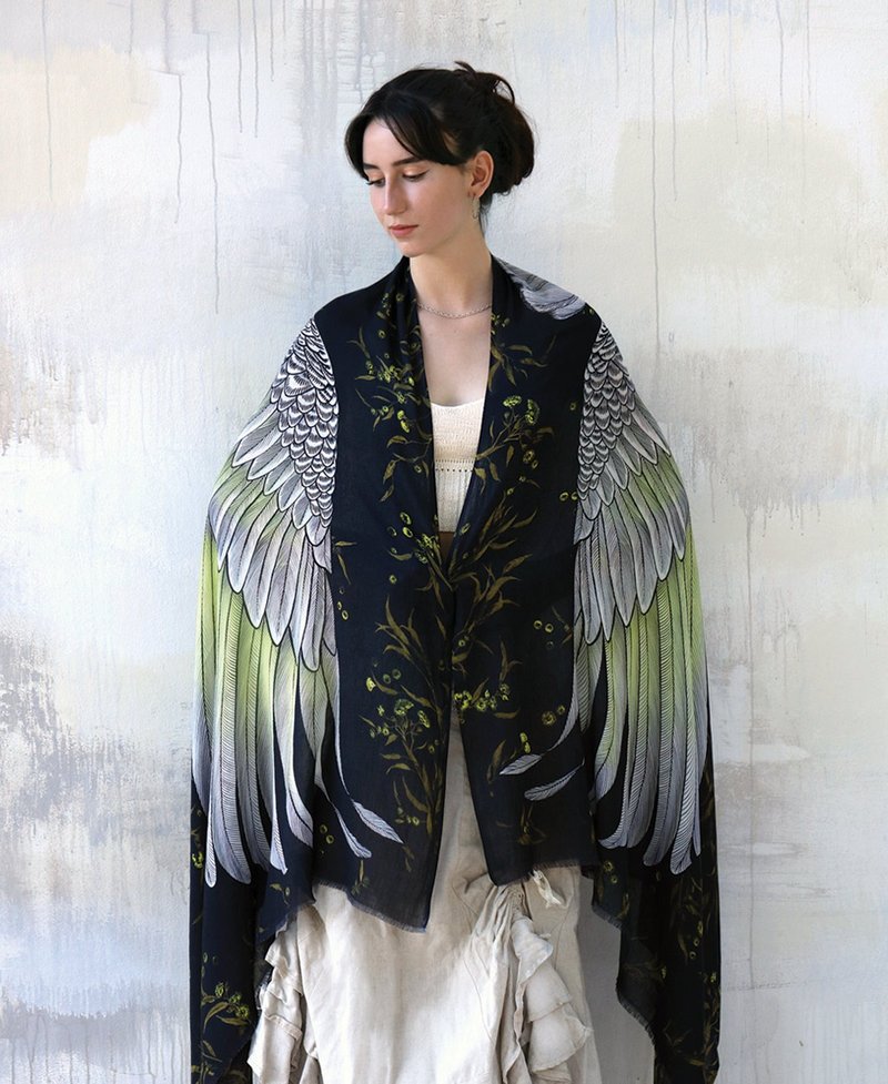 White Cockatoo Shawl - 丝巾 - 其他材质 