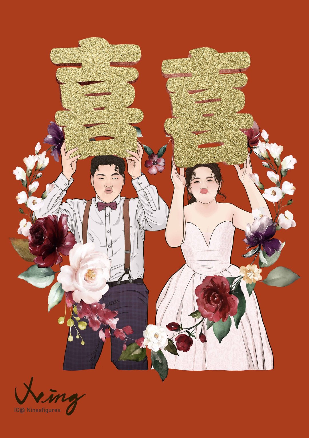 定制化电子图档*平面上色风人物肖像/似颜绘/婚礼订制 - 其他 - 其他金属 