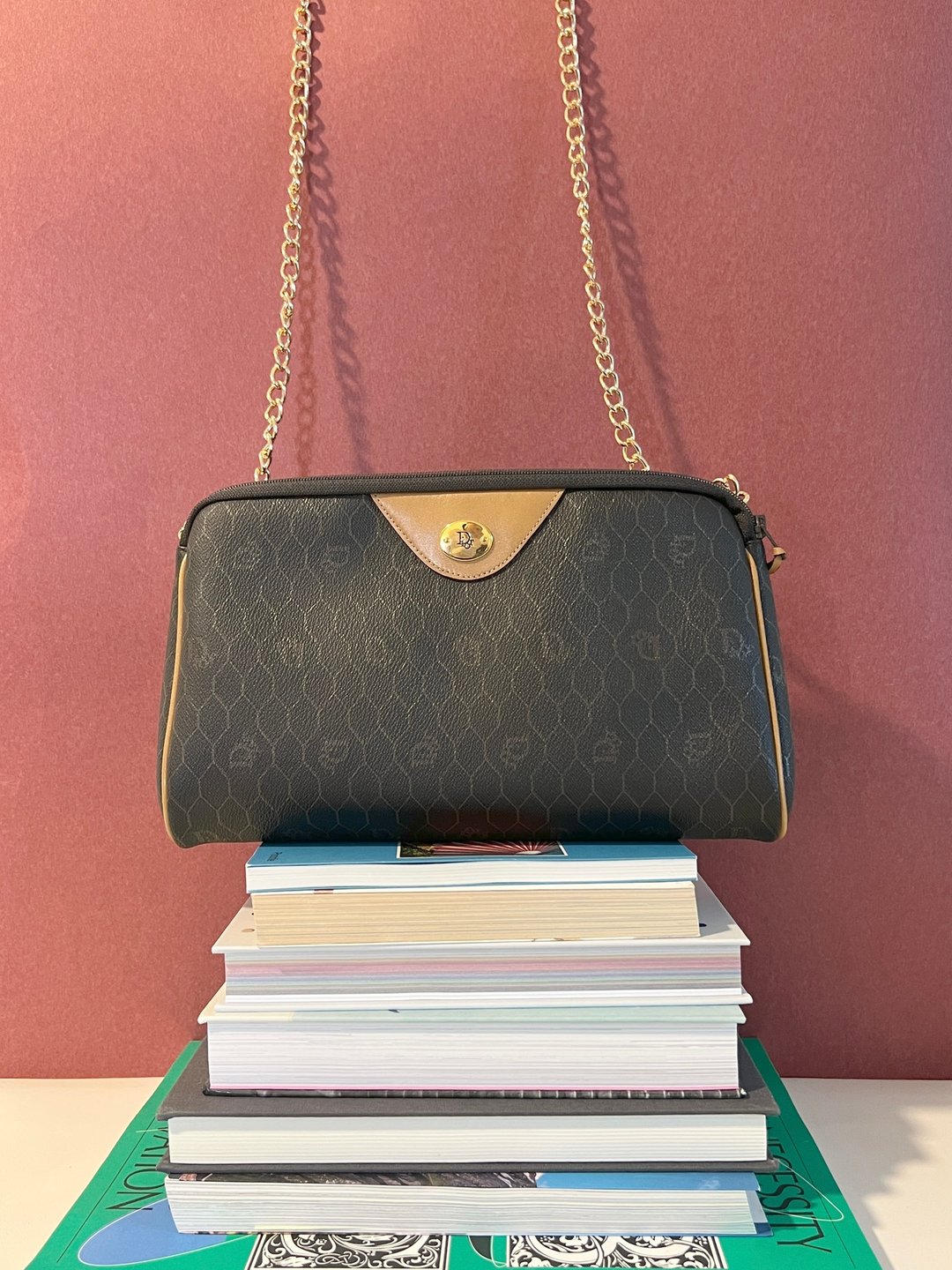 Christian Dior Honeycomb Bag蜂巢手拿包斜背侧肩包送肩带扣肩带 - 手提包/手提袋 - 其他材质 咖啡色