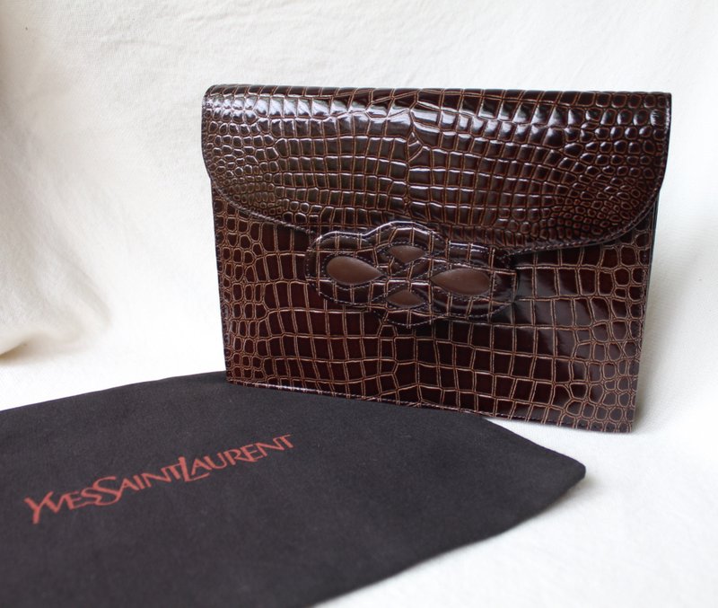 FOAK古着 /库存新品/YSL圣罗兰鳄鱼皮纹古董手拿包 - 手拿包 - 真皮 