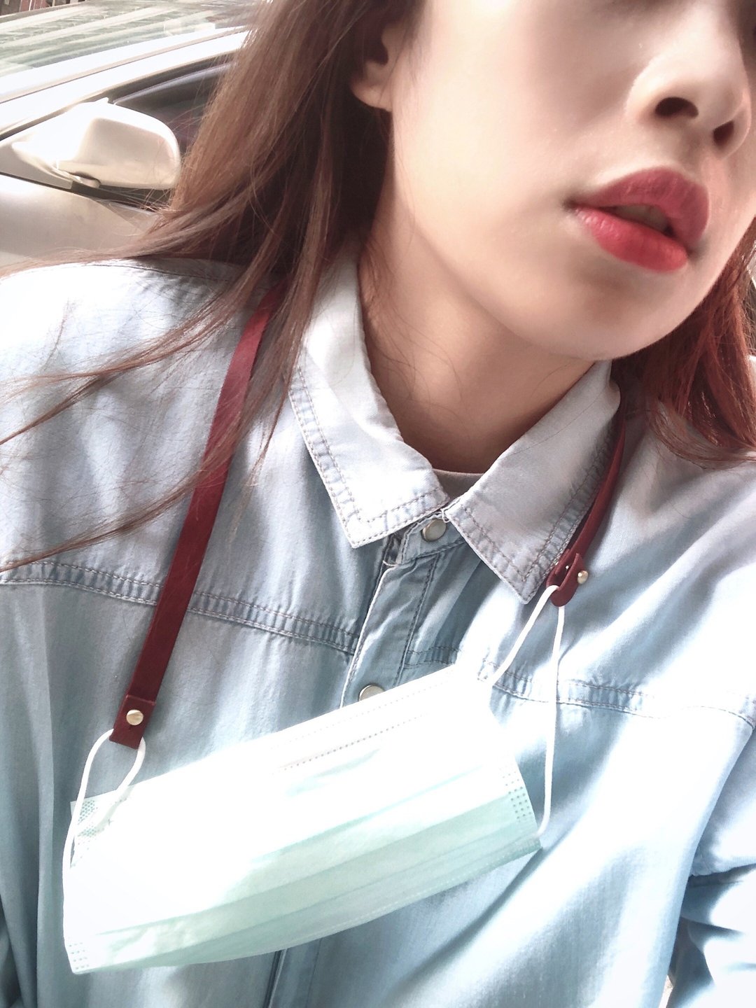 【Stay Healthy 口罩链 / 口罩挂绳】酒红色 / 现有防疫价85折 - 挂绳/吊绳 - 真皮 