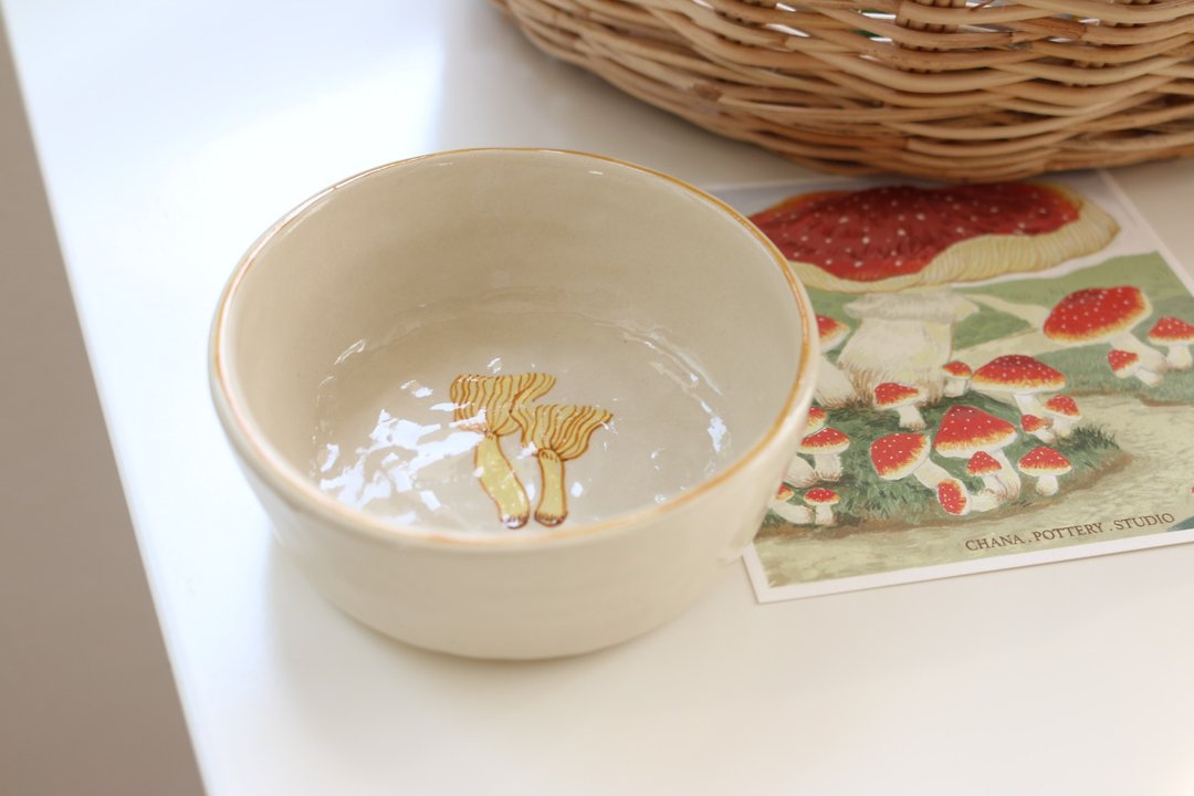 Ceramic Mushroom Mini Bowl - 花瓶/陶器 - 陶 红色