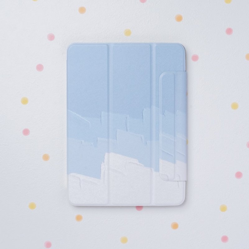 【限时出清】iPad 双面印刷聪颖磁吸夹【油画奶油蓝】侧边镂空款 - 平板/电脑保护壳 - 其他材质 蓝色