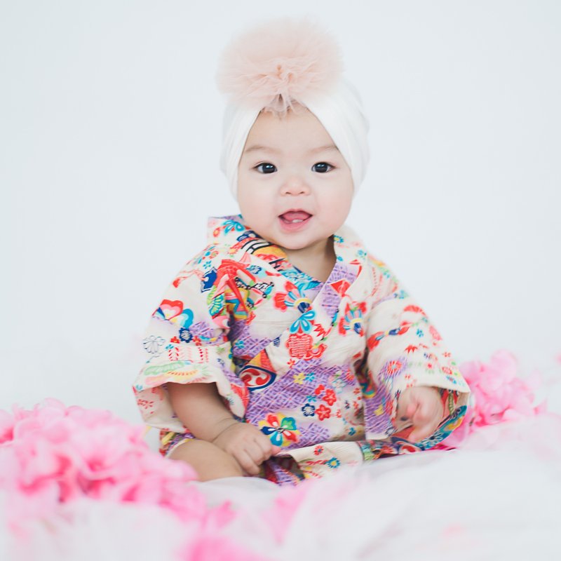 Cute Japanese Cotton Kimono Baby Girl Onesie Romper Fumiko - 其他 - 棉．麻 紫色