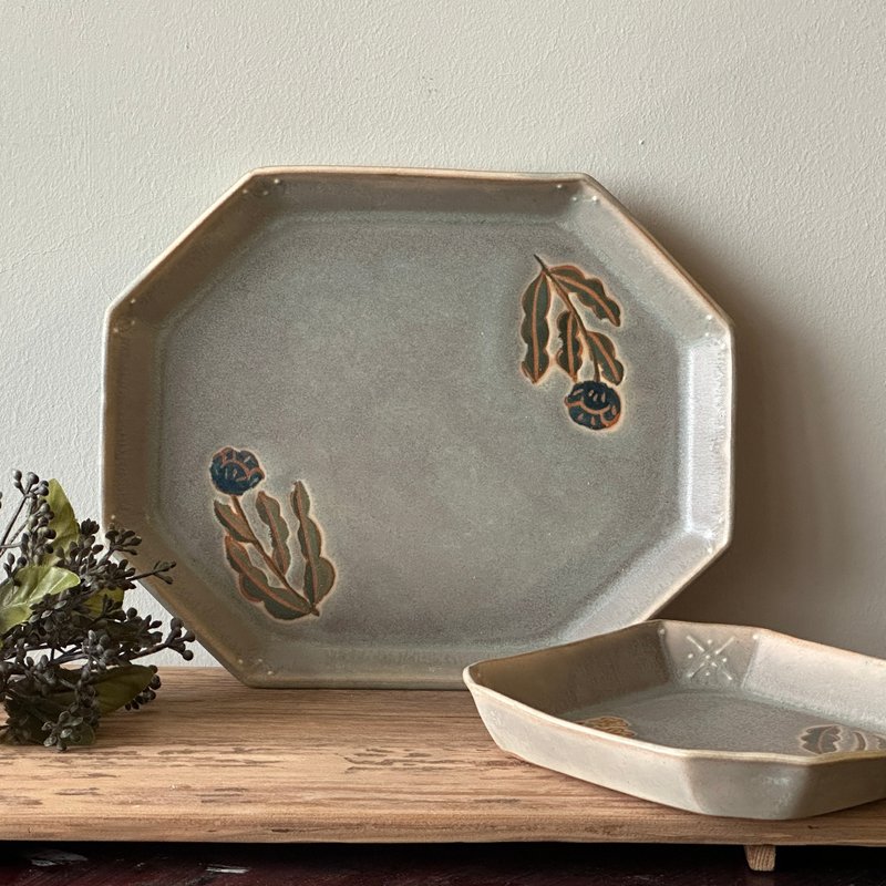 暧暧内含光 雾绿八角器皿 陶盘 餐皿 - 盘子/餐盘/盘架 - 陶 