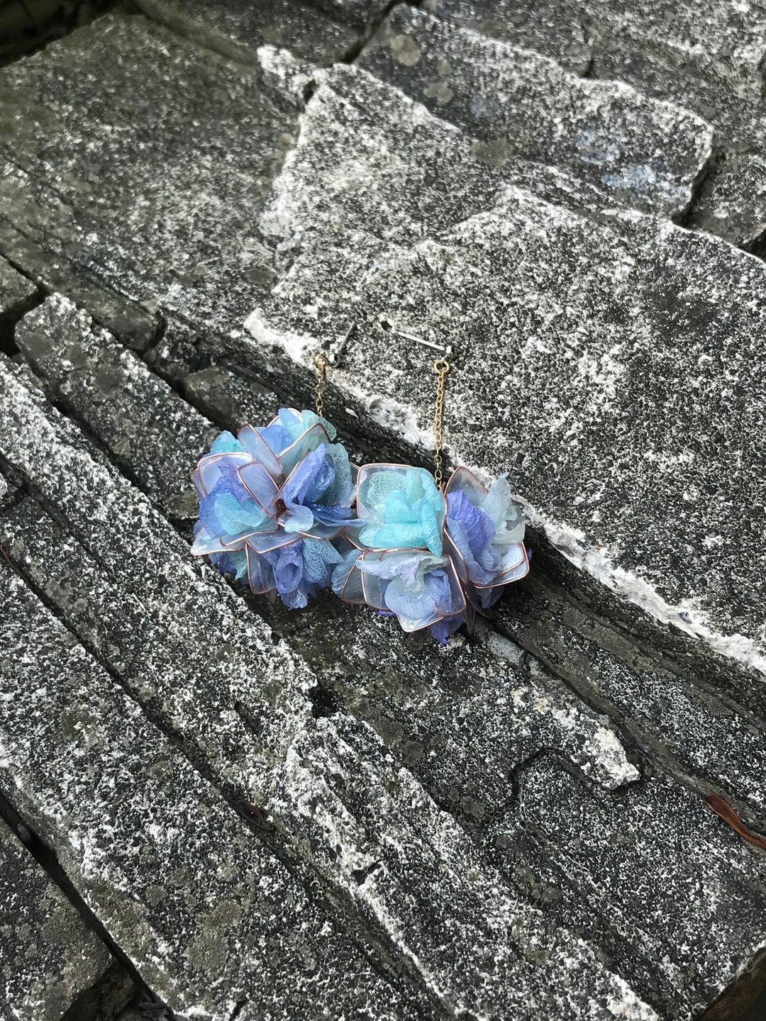紫阳花球-蓝紫色 - 耳环/耳夹 - 树脂 紫色