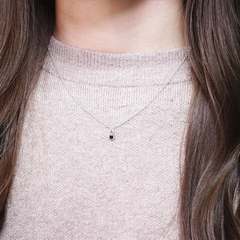 天然石系列 单钻设计 925纯银项链 祝福礼物 女生项链 生日礼物 - 项链 - 纯银 多色