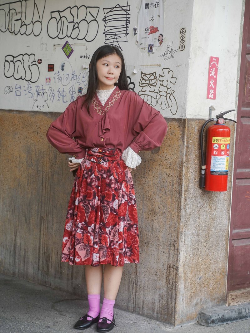 纯情百货行 Vintage  古着衬衫  LS044 刺绣花间衬衫 - 女装衬衫 - 聚酯纤维 粉红色